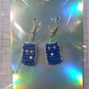Elegant Blue Beaded Earrings with Silver Accents
